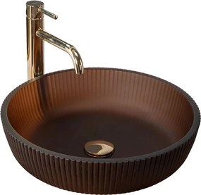 Lavoar din sticla pe blat Rea Jodi 42 cm maro mat