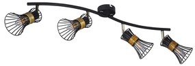 Plafoniera moderna metalica negru-aurie PURRA 4L 54814-4 GL