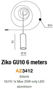 Accesoriu/ Cablu 6 metri cu pendul Ziko GU10 ZZ AZ3412