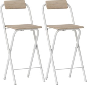 HOMCOM Set 2 Scaune de Bucătărie Pliabile cu Suport pentru Picioare din MDF și Oțel Negru | Aosom Romania