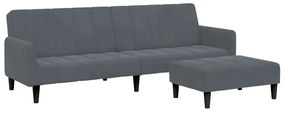 3258099 vidaXL Canapea extensibilă cu taburet, 2 locuri, gri închis, catifea