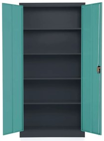 Dulap metalic universal, 90 x 40 x 185 cm, încuietoare cu cilindru, verde - ral 6033