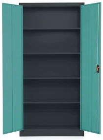 Dulap metalic universal, 90 x 40 x 185 cm, încuietoare cu cilindru, verde - ral 6033