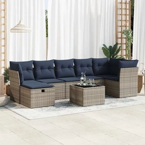 vidaXL Set canapele de grădină cu perne, 8 piese, gri, poliratan