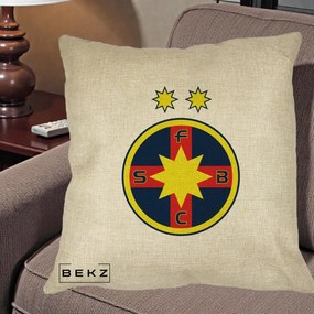 Perna Personalizata FCSB Fotbal Club Steaua Bucuresti, 40x40 cm, Crem, Husa Detasabila, Perna Inclusa, BEKZ®