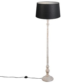 Lampă de podea rustică gri cu abajur din in negru - Classico