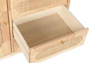 Comoda TV natur , din metal lemn de cauciuc si rattan „Rustic Charm”