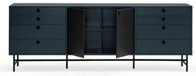 Comodă Teulat Punto, lungime 212 cm, negru-albastru