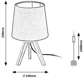 Veioza, lampa de masa design industrial Lychee natur
