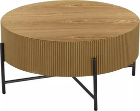 Măsuță de cafea Corbi 80 cm pentru living - stejar / negru mat