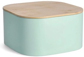 Cutie pentru paine, metalica cu capac din bambus, 26,5 cm