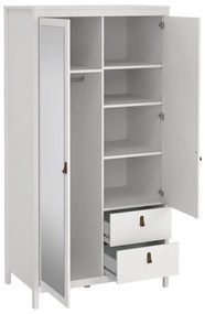 Șifonier alb cu oglindă 102x199x58 cm Madrid – Tvilum