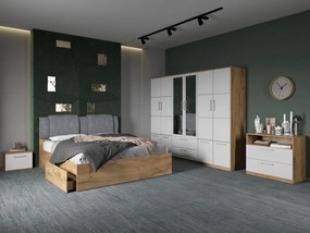 Set mobila dormitor complet Alb/Stejar Adapto C15