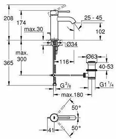 Baterie lavoar Grohe Essence New S crom lucios monocomanda