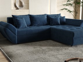 Colțar extensibil dumonde cu ladă de depozitare si sezut confortabil din spuma high-density, Loana Zoom Blue II 270x185 cm