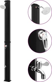 vidaXL Duș solar de exterior cu cap de duș și robinet, negru, 35 L