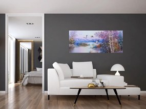 Tablou - Sosirea toamnei, pictură în ulei (120x50 cm)