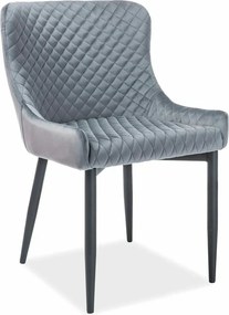 Scaun de dining COLIN B, gri/negru, stofa catifelata/metal, 52x45x82 c