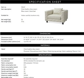 Fotoliu design LUX Avellino, Reve cream