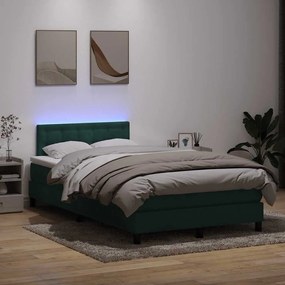 vidaXL Pat box spring cu saltea, verde închis, 120x210 cm, catifea