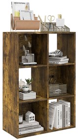 HOMCOM Bibliotecă Modernă Modulară cu 6 Compartimente din PAL, Maro | Aosom Romania
