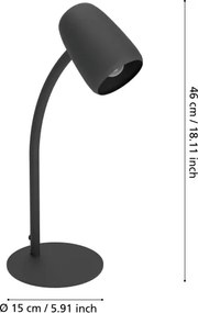 Eglo 901828 - Lampă de masă CARLO 1xE14/18W/230V neagră