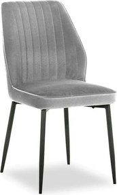 Scaun LEX, gri deschis/negru, stofa catifelata/metal, 47x60x89 cm