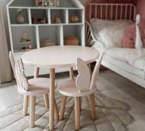 Set masuta rotunda roz si 2 scaunele ingeras roz