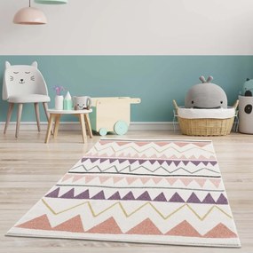 Covor modern colorat pentru copii, cu motiv în ZIG ZAG Lăţime: 140 cm | Lungime: 200 cm