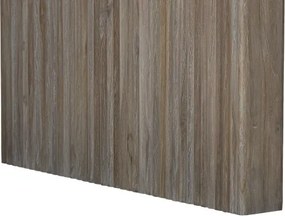 Masă dining din lemn masiv de tec, maro, 12 locuri, cu picioare canelate, 77 x 250 x 100 cm, „Arven”