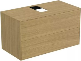 Dulap baza suspendat Ideal Standard Atelier Conca finisaj stejar deschis 2 sertare si blat cu decupaj central 100 cm