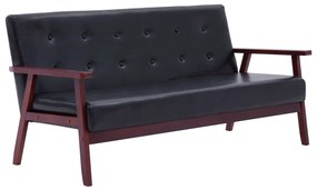 Set canapea, 2 buc., negru, piele artificială,