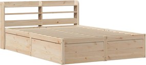 vidaXL Cadru de pat cu tăblie, 140x190 cm, lemn masiv pin