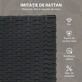 Outsunny Set Mobilier de Grădină din Ratan PP 5 Piese, Canapea cu Perne, Set Canapea pentru Exterior, Negru | Aosom Romania