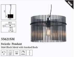 Lustra suspendata metal negru, tije din sticla Swizzle