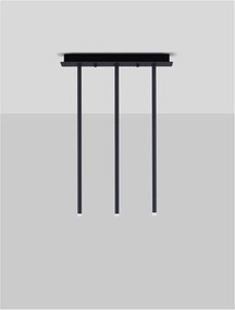 Plafoniera cu 3 Spoturi LED reglabile design tubular STILVI negru, H-65cm