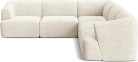 Colțar bej cu tapițerie din catifea reiată Campi – Cosmopolitan Design