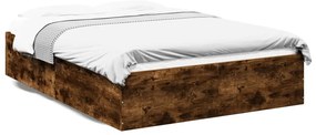 vidaXL Cadru de pat, stejar afumat, 120x190 cm, lemn prelucrat
