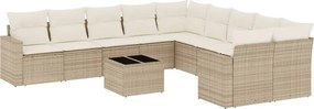 vidaXL Set canapele de grădină cu perne, 11 piese, bej, poliratan