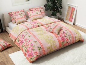 Lenjerie de pat din bumbac FLORI CU FRUNZE roz Dimensiune lenjerie de pat: 80 x 80 cm | 135 x 200 cm