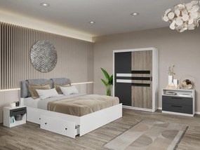 Set mobila dormitor Ruben Alb/Antracit/San Remo C08
