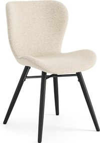 MAZZONI EXPORT ALTEA Crem (țesătură Monza 90) / picioare negre – SCAUN MODERN TAPIȚAT CU BOUCLÉ PENTRU LIVING, SUFRAGERIE ȘI BUCĂTĂRIE