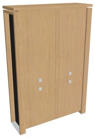 Dulap înalt Verno+ S 140 x 46 x 210 cm, divizat, stejar deschis / negru