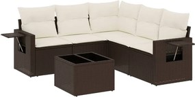 vidaXL Set canapele de grădină cu perne, 6 piese, maro, poliratan