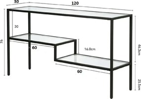 Consola Benito din metal si sticla culoare negru 120 cm