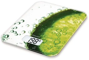Cantar de bucatarie Beurer KS 19 Fresh, Pana la 5 kg, Tare, Control tactil, LCD, Sticla, Ultra-subtire, Verde
