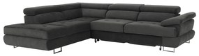 Set canapea cu spaţiu de depozitare, gri, material textil, stânga, BUTON R