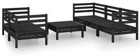 3082476 vidaXL Set mobilier de grădină, 6 piese, negru, lemn masiv de pin