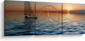 Tablou - Bărci cu vele pe mare (cu ceas) (90x30 cm)