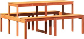 vidaXL Masă de picnic, maro ceruit, 160x134x75 cm, lemn masiv de pin